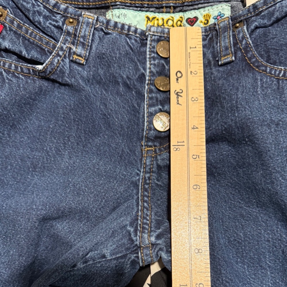 Vintage Mudd Y2k Low Rise Flare Leg Cargo Jeans Dark Wash Button Fly Size 0 - Picture 7 of 10